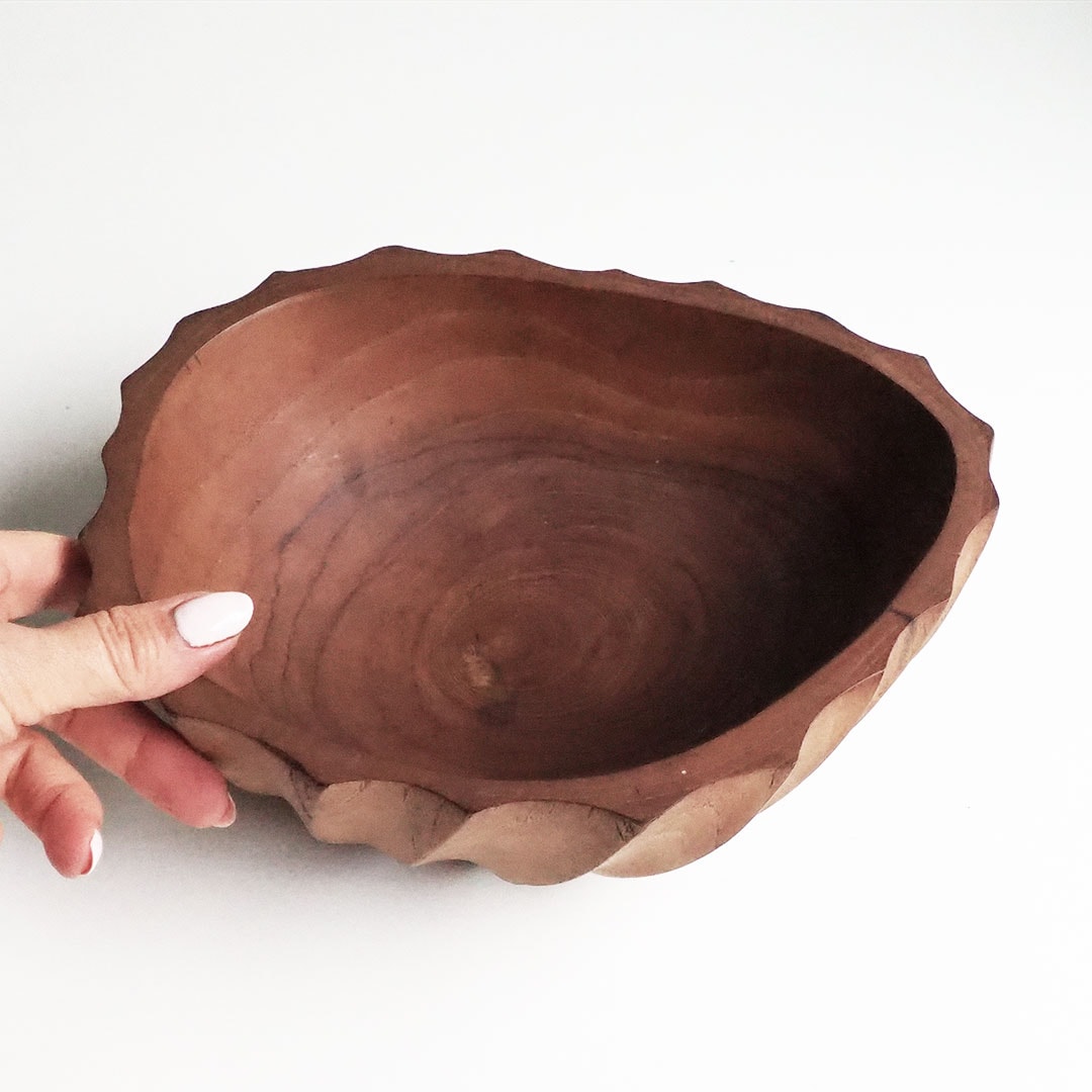 Tiikkikulho, kaiverrettu (uniikki) - Image 3