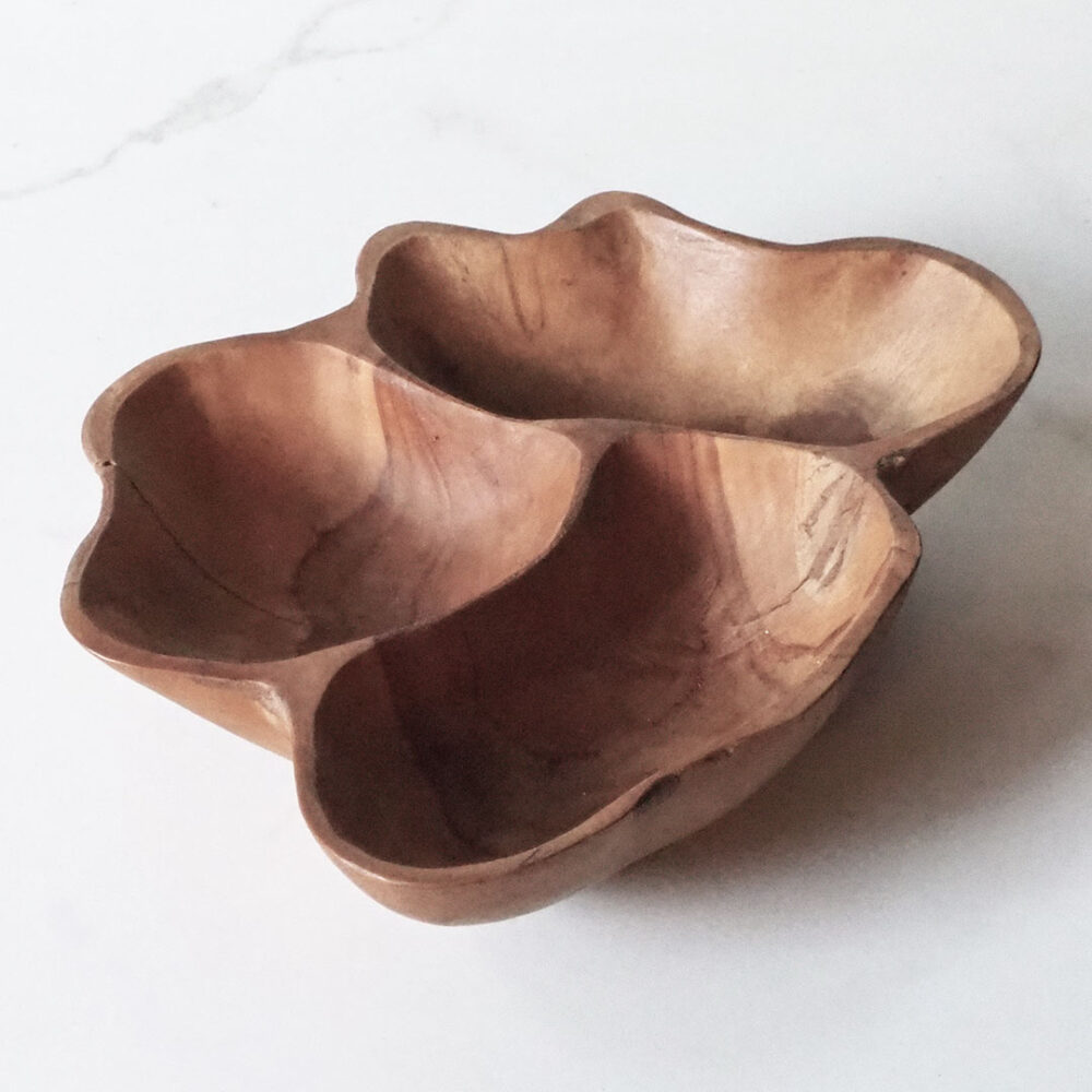 Tiikkikulho 3-osainen, luonnonmukainen (uniikki)