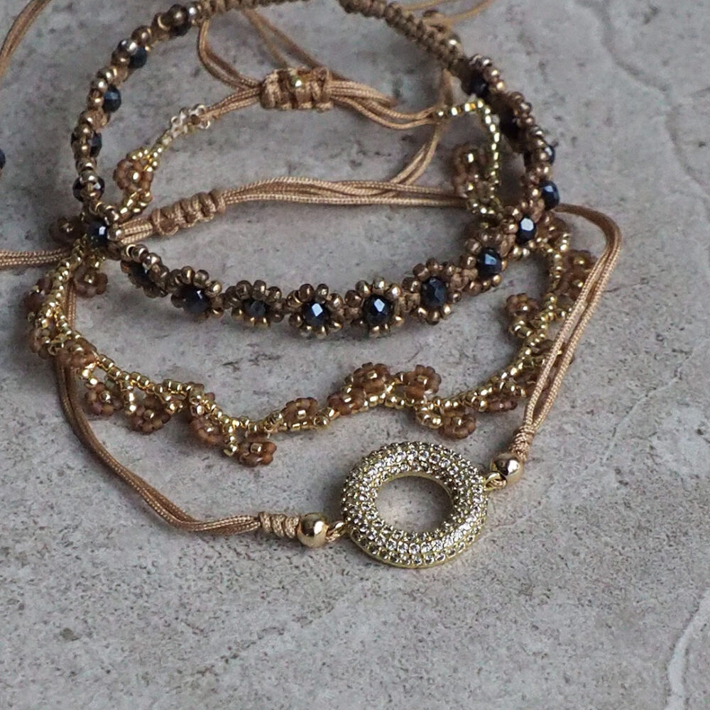 Rannekorusetti RING (3 kpl), beige/musta/kulta